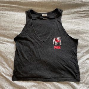 PINK Georgia Bulldogs keyhole neckline crop tank